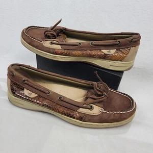 Sperry Topsider Anglefish Cordovan Boat Shoes Womens 7.5M Brown Leather Slip On - Picture 1 of 19