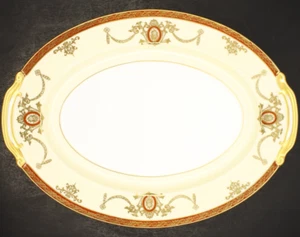 C1940 Noritake Rainbow 3982 11.7" Oval Serving Platter Gold Red Band Replacement - Picture 1 of 7