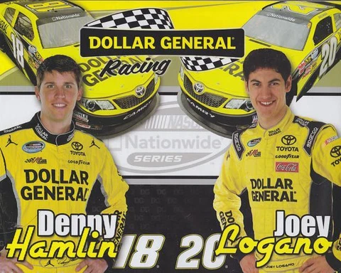 2012 DENNY HAMLIN / JOEY LOGANO "DOLLAR GENERAL" NASCAR NATIONWIDE POSTCARD Cover
