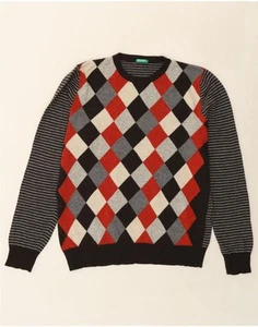 Suéter Jersey Benetton Para Hombres Cuello Redondo XL Multicolor Argyle/Diamante AK06 - Imagen 1 de 5