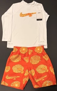 Nike Jungen Neu mit Etikett Hydroguard Waffle, 2-teiliges Schwimmset, Langarm, Größe Jugend 7 - Bild 1 von 23