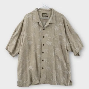 Vintage Jamaica Jaxx Shirt Mens XXL Beige Floral Textured Aloha Camp Jacquard - Picture 1 of 6