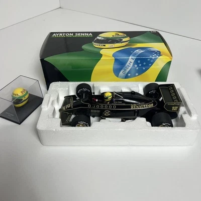 Minichamps Lotus 97T Ayrton Senna 1985 Formel 1 Automodell mit Helm - Bild 1 von 4