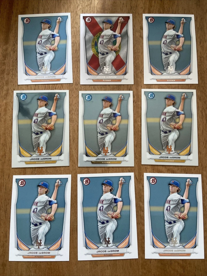 2014 Bowman Baseball Jacob Degrom Rookie First Card Lot Refractor Flag Parallel! - Image 1 of 1