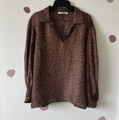 Sportscraft Women’s Blouse Size 16 Brown Neutral Viscose Shirt Top Silky Feel  - image 1 of 4