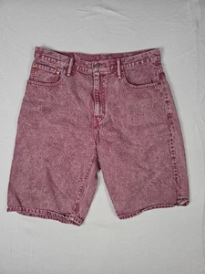 Vintage LEVI Levis Shorts 569 Gr. 34 rosa rot weiß Waschung locker gerade Denim - Bild 1 von 6
