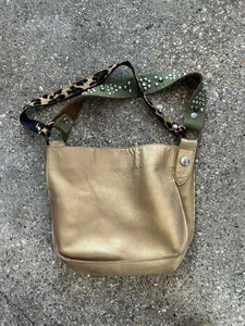 West Large Brown Shoulder Hobo Handbag Black Strap With Stones - Picture 1 of 7