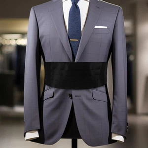 Mens Tuxedo Belt Black Suit Waist Band Man Men's Solid Color Cummerbund - Picture 1 of 12