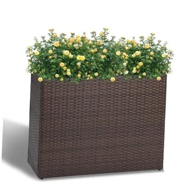  Large Rectangular Block Planter Box Handmade Wicker Tall Planters for Outdoor  - Image 1 of 4