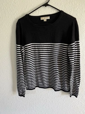 Suéter para mujer Michael Michael Kors azul blanco a rayas náutico talla L  Foto 1 de 4