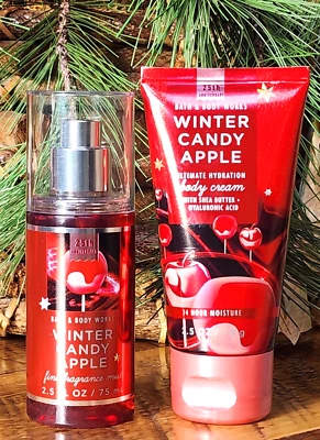2PC CHRISTMAS~🌲🍎WINTER CANDY APPLE~Bath Body Work MIST/CREAM Travel Size - Image 1 of 2