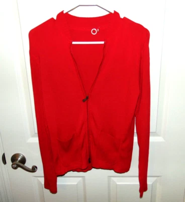 Женщин вязаный свитер, красный, молнии спереди длинным рукавом, размер M (C) - Изображение 1 из 4