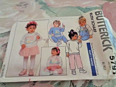PATTERN -BUTTERICK 5791 - BABY INFANT DRESS, TOP, PANTS, OVERALLS - SIZE L XL - Image 1 of 2
