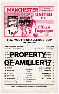 Manchester United v Arsenal 31/1/1973 F.A. Youth Cup - Picture 1 of 1