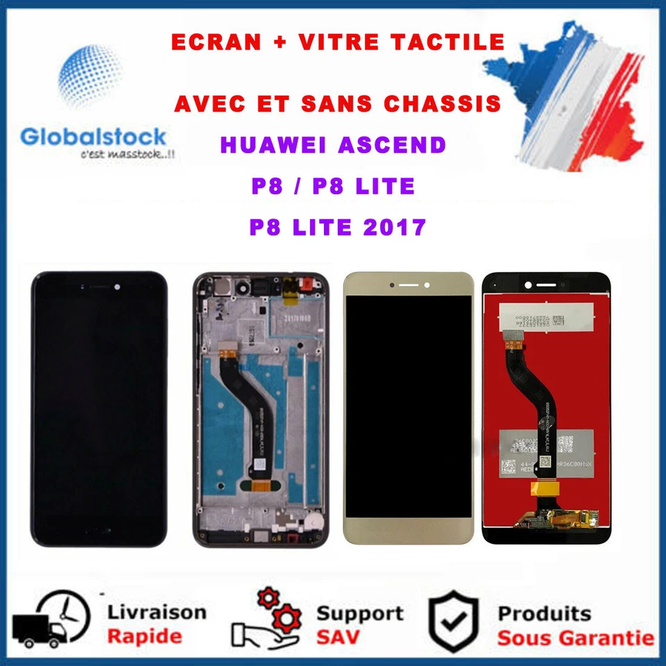 MOBILEVIE ECRAN + VITRE TACTILE AVEC ET SANS CHASSIS HUAWEI ASCEND P8/P8 LITE/P8 LITE 2017