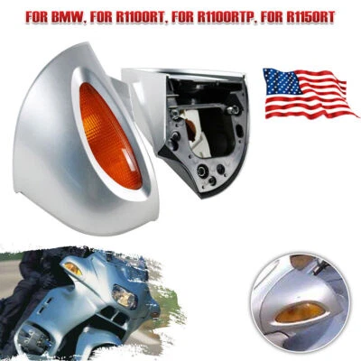 LH&RH Silver Rear View Mirror Amber Turn Signal for BMW R1100RT R1100RTP R1150RT Foto 1 de 4