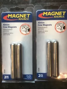 Paquete de 2 imanes de herrajes de 3"" x 0,5"" Alnico ganado vaca - fuente magnética ganado - Imagen 1 de 2