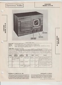 1947 CONCORD Model 6-T-61-W Radio Service Manual SAMS Photo Fact A6