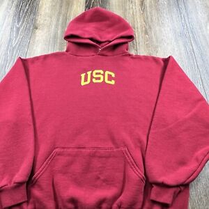 Vintage USC Trojans Hoodie Mens L Red Sweatshirt Southern California Football
