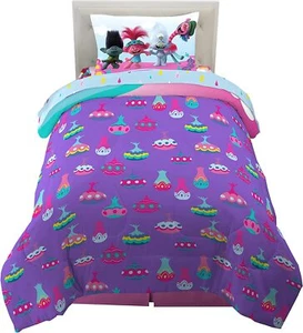 Trolls "Pop Rainbows" Kids Reversible Twin Bed Set-AB09CFQG63V2 - Picture 1 of 5