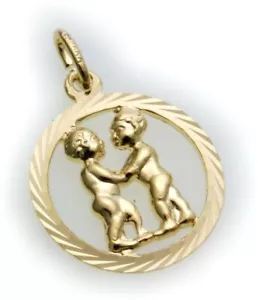 Colgante signo zodiacal gemelo roto doble dorado horóscopo plástico - Imagen 1 de 2