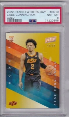 CADE CUNNINGHAM 2022 Panini Father’s Day RC Gold #'d/10 PSA 8 Pop 1 None higher - Image 1 of 2
