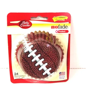 Betty Crocker Football Baking Cups Cupcake Standard Size 24 CT No Fade USA NEW - Picture 1 of 3