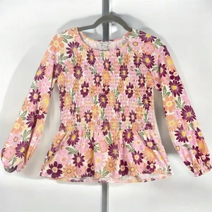 Charlotte by Cato Pink and Purple Peplum Blouse with Boho Floral Print Girls L  - Picture 1 of 10