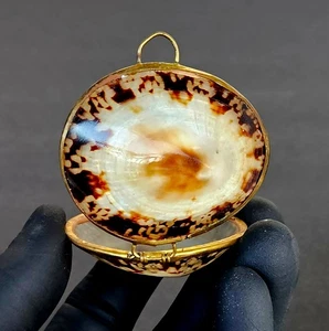 Vintage Natural Brown Limpet Sea Shell Trincket Pill Box - Picture 1 of 9