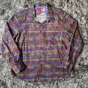 Robert Graham Button Front Shirt Size 3XL Sleeve Button Multicolor Houndstooth - Picture 1 of 22