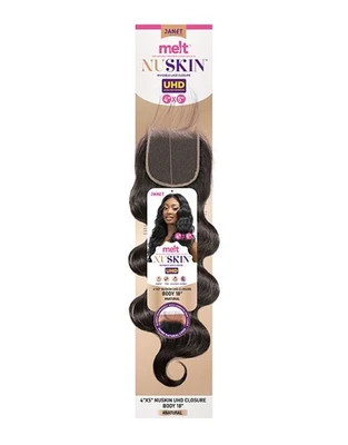 Janet MELT Natural Virgin Remy Hair NUSKIN UHD 4X5 Invisible Lace Closure- BODY - Image 1 of 4