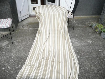 ancienne toile à matelas en métis  à décors de rayures 1,20 m x 3,40 m - Photo 1/4