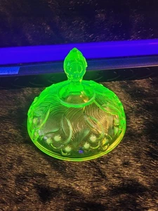 Fenton Topaz Lily of the Valley Opalescent Glass LID Replacement Only-read - Picture 1 of 9