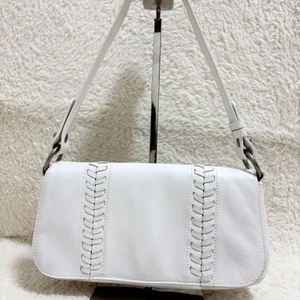 Ralph Lauren Leather Handbag White Braided Shoulder Bag Used - Picture 1 of 10