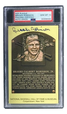 Brooks Robinson Signed Orioles Hall of Fame Plaque Postcard PSA/DNA Gem MT 10 - Image 1 of 4