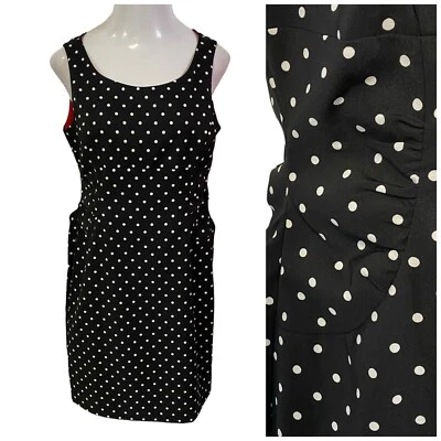 Vestido Jessica Howard para mujer 14 negro a lunares sin mangas Officecore Corpcore Foto 1 de 4