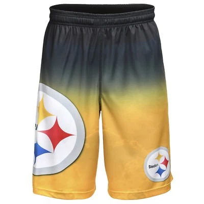 Pantalones Cortos de Entrenamiento Pittsburgh Steelers NFL Gradiente Negro/Amarillo Logo Grande GRATIS Foto 1 de 2