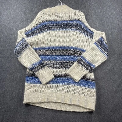 Suéter BCBGMaxAzria Para Mujer Grande Beige Azul Mohair Lana Rayas Grueso Tejido Foto 1 de 4