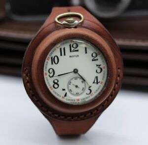 Antique WW1 times New Leather STRAP Band WRISTBAND For Pocket Watch 50mm WWII KP