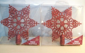 Tree Topper Red Christmas Hollowed-out Xmas Tree Star Topper PACK OF 2 - Picture 1 of 4