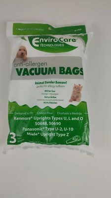 ENVIRO CARE 3 VACUUM BAGS ANTI ALLERGEN KENMORE UPRIGHTS U L O 50688 50690 - Image 1 of 3
