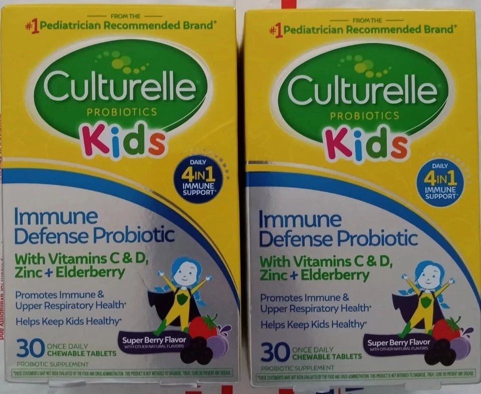 NUEVO 2x Culturelle Niños Probióticos Defensa Inmune Probióticos 30 Masticables Cada 08/26 Foto 1 de 1