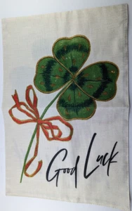 St Patrick's Day Double Sided Garden Flag - Shamrock - Good Luck - Picture 1 of 2