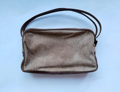 BORBONESE REDWALL vintage patridge eye tapir leather suede handbag khaki brown - Image 1 of 4