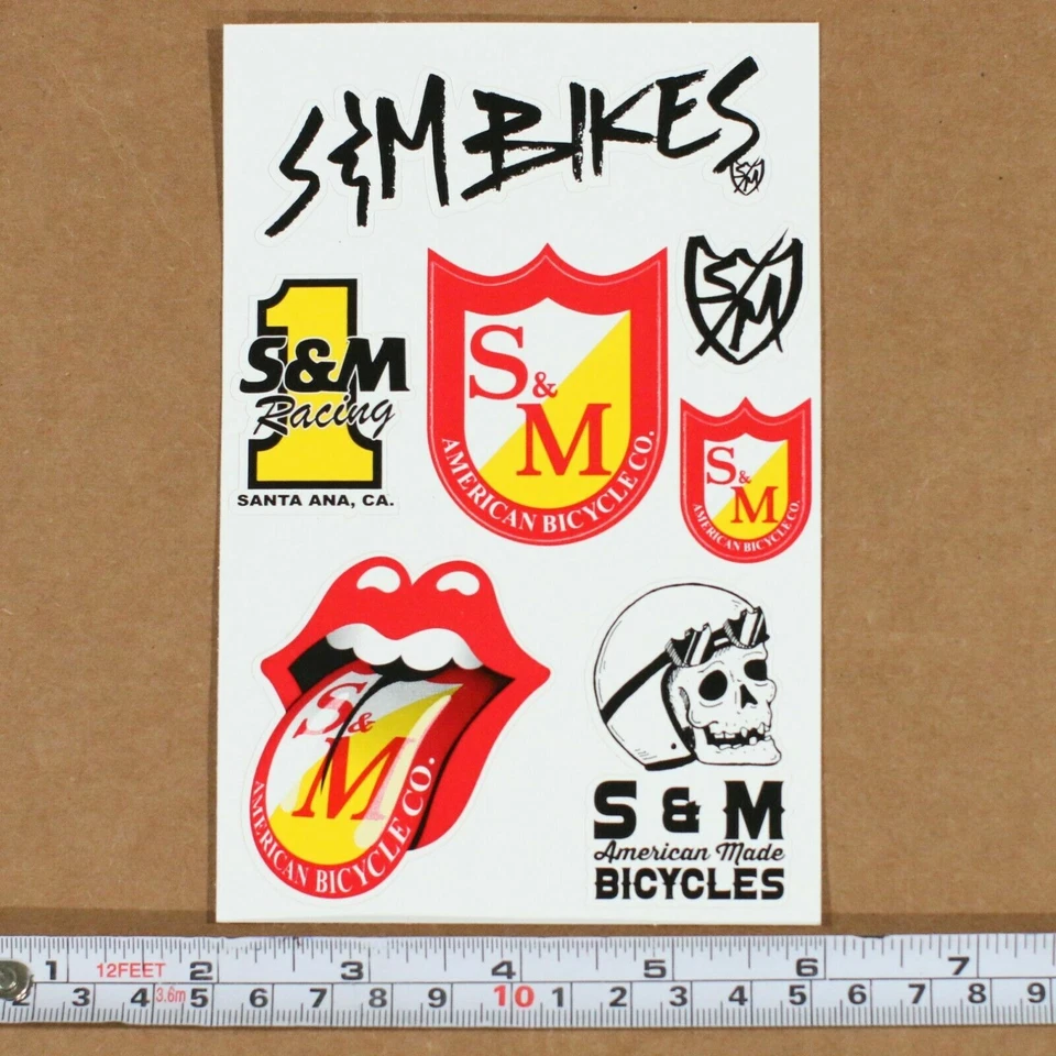BICICLETAS BMX S&M PEGATINAS SURTIDAS/HOJA DE CALCOMANÍAS BICICLETAS HECHAS EN Estados Unidos Foto 1 de 1