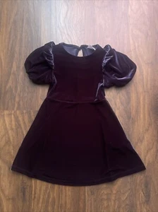 Zara Girls Blue Velvet Short Sleeves Dress Size 6 - Picture 1 of 6