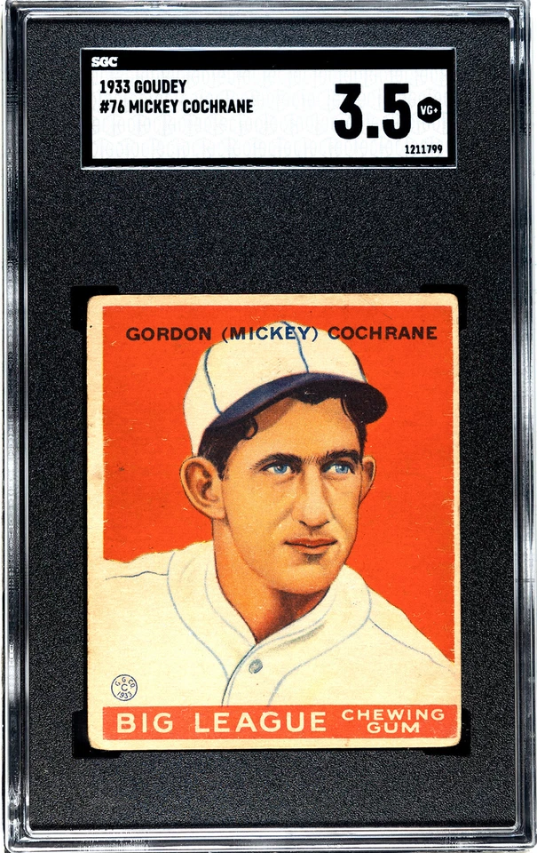 1933 Goudey Baseball #76 Mickey Cochrane SGC 3.5 VG+ Detroit Tigers HOF - Image 1 of 2