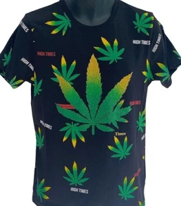 Mens retro urban t shirt, bling weed, leaf rhinestone black teeshirt - Picture 1 of 1
