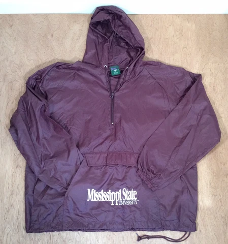 Mississippi State Windbreaker XL Bulldogs PULLOVER Hooded 1/4 Zip Pocket UNLINED Cover