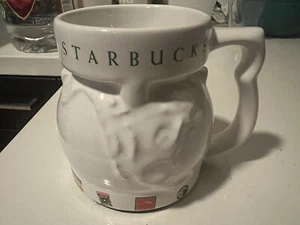 Starbucks Coffee Mug Around The World Embossed Globe White - Vintage Starbucks! - Foto 1 di 4